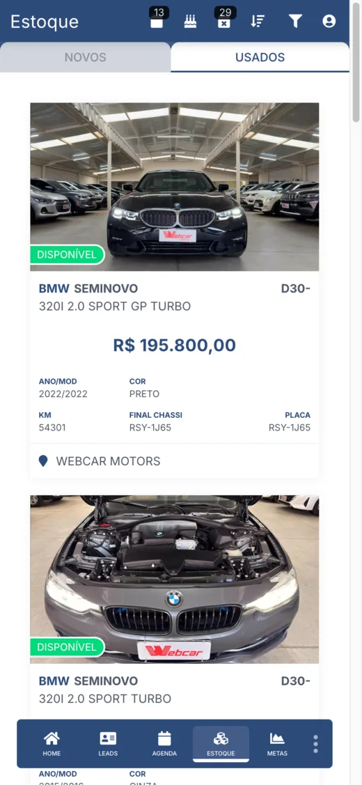 Tela mobile do DuLeads com detalhe de lead e dados de oportunidade